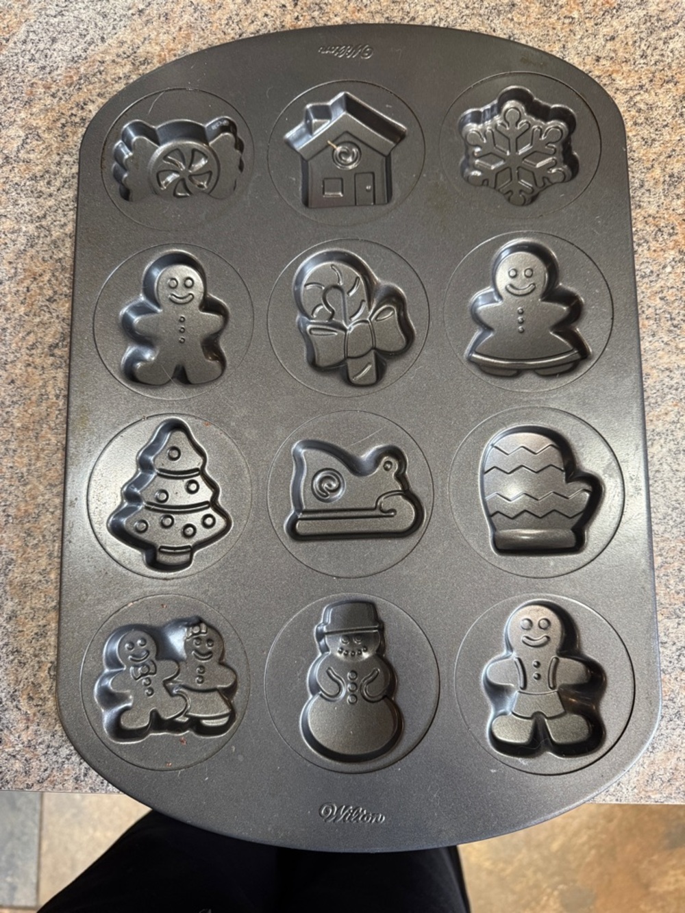 Wilton Black Holiday Mini Cakelet Pan 12-Cavity Festive Shapes